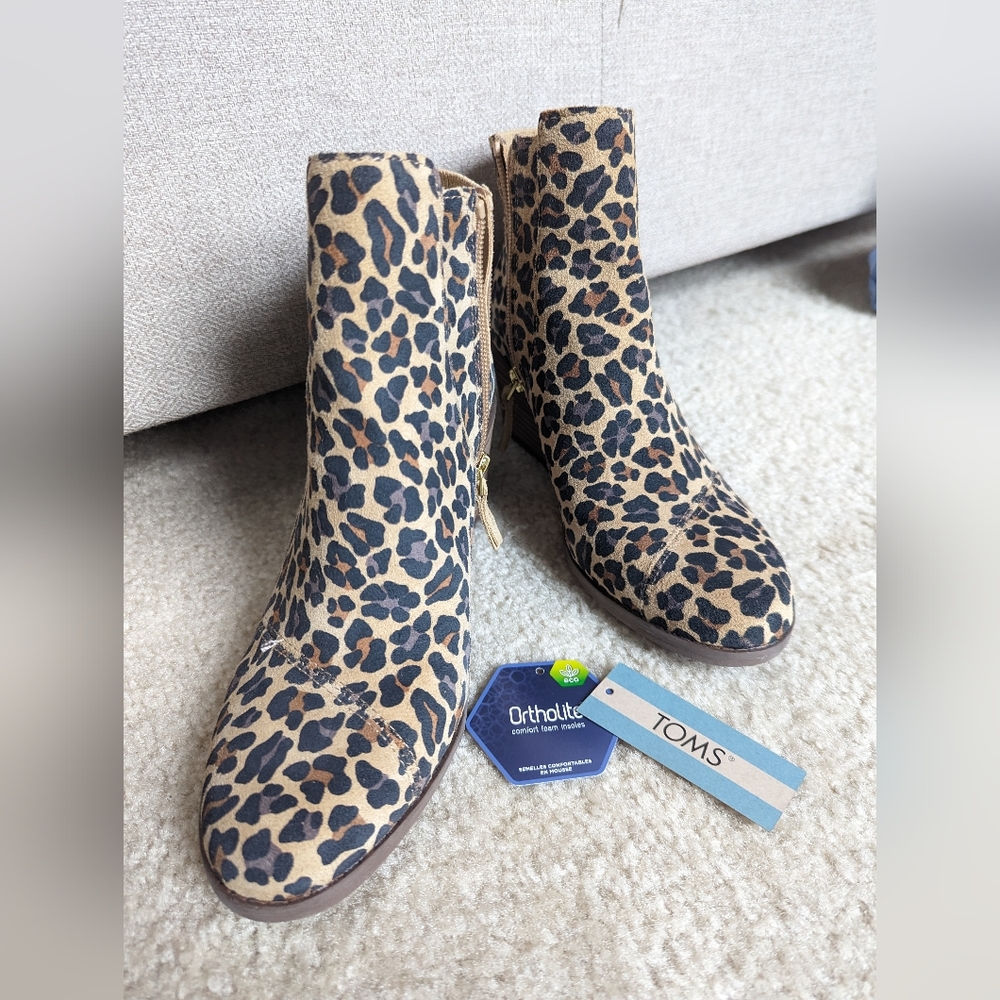 Tom's Wedge Cheetah Booties Sadie Boot